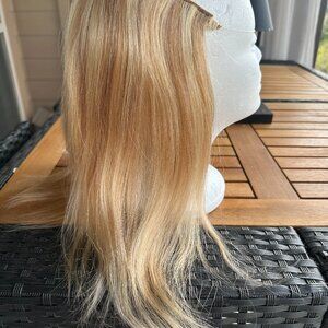 Dark blond halo topper hair piece